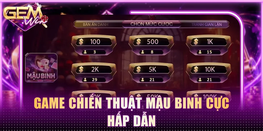 Game bài chiến thuật Mậu Binh cực hấp dẫn