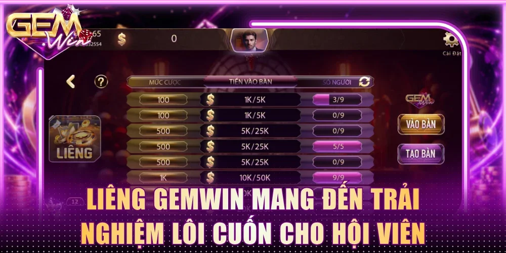 Liêng Gemwin mang đến trải nghiệm lôi cuốn cho hội viên