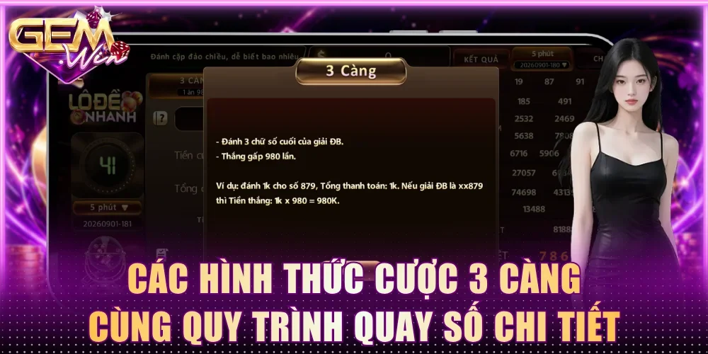 Các hình thức cược 3 Càng cùng quy trình quay số chi tiết
