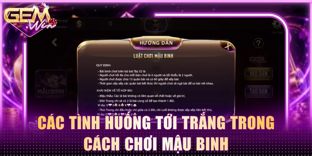 Các tình huống tới trắng trong cách chơi mậu binh